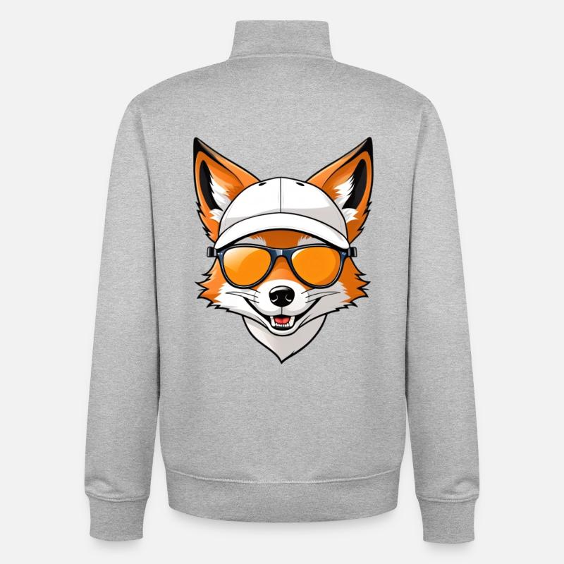 Style de casquette Sun Fox - Sweat zippé unisexe en coton bio Stanley/Stella - gris chiné