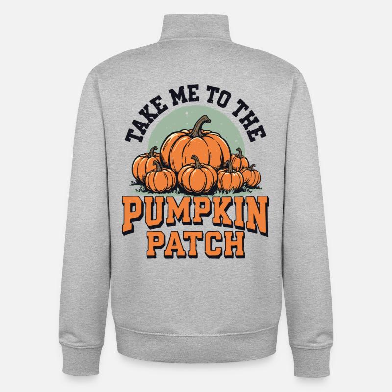Emmenez-moi au champ de citrouilles - Sweat zippé unisexe en coton bio Stanley/Stella - gris chiné