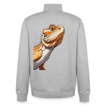 Bearded Dragon Orange Illustration - Unisex Organic Zip Sweatshirt by Stanley/Stella - heather grey - Back - AI Model Male 185 light (185cm)