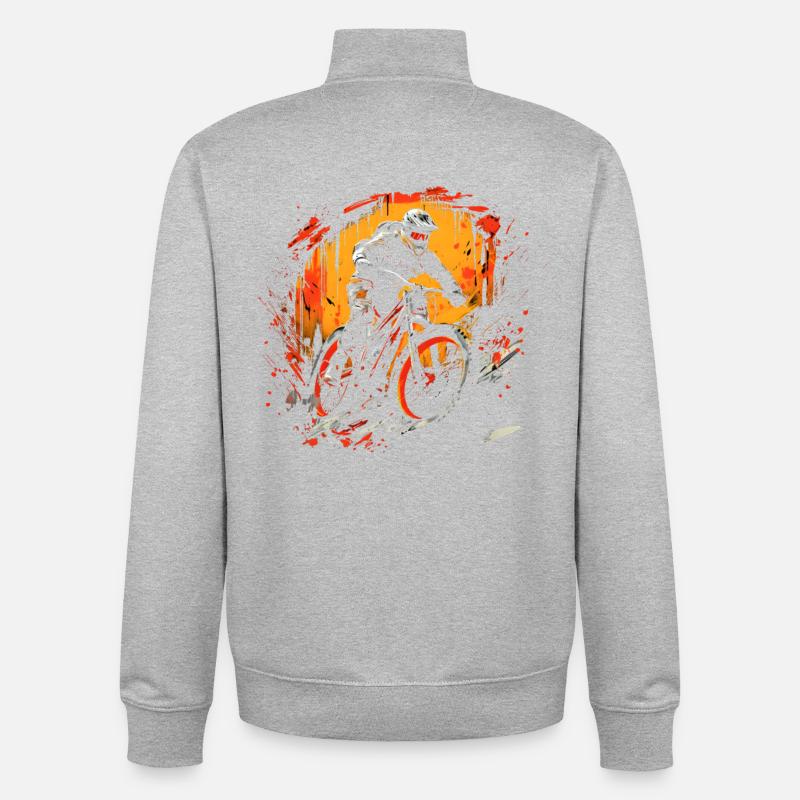 Illustration de VTT - Sweat zippé unisexe en coton bio Stanley/Stella - gris chiné