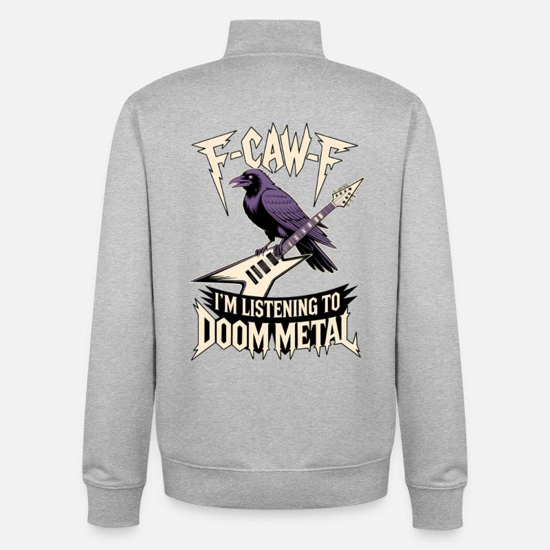 F-Caw-F Doom Metal Guitare Raven - Sweat zippé unisexe en coton bio Stanley/Stella - gris chiné