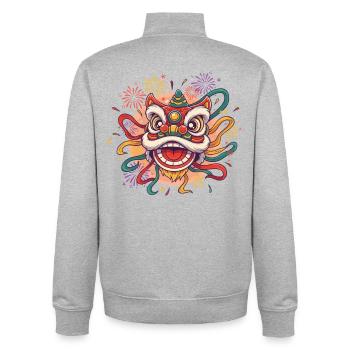 Chinesischer Löwentanz | Fest Feier - Unisex Organic Zip Sweatshirt von Stanley/Stella - Grau meliert - Hinten - AI Model Male 185 light (185cm)
