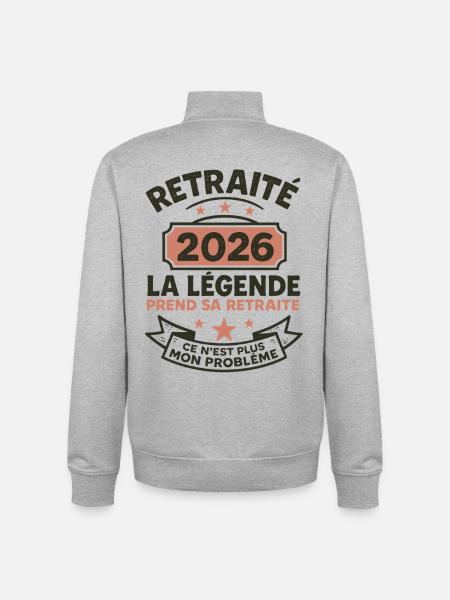 Retired 2026 It's not my problem anymore humor - Unisex Organic Zip Sweatshirt by Stanley/Stella - heather grey