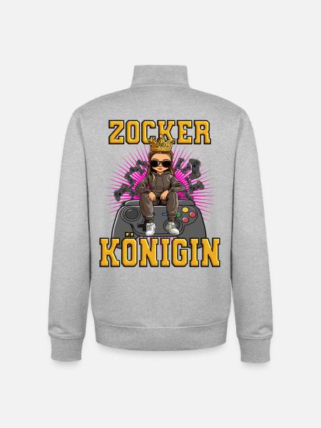 zocker Königin - Unisex Organic Zip Sweatshirt von Stanley/Stella - Grau meliert