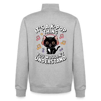 K-Pop Chose Drôle Corée Musique Anime - Sweat zippé unisexe en coton bio Stanley/Stella - gris chiné - Dos - AI Model Male 185 light (185cm)