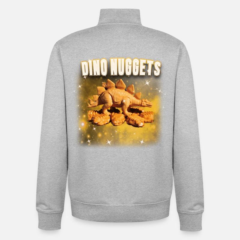 Dino Nuggets Galaxy - Sweat zippé unisexe en coton bio Stanley/Stella - gris chiné