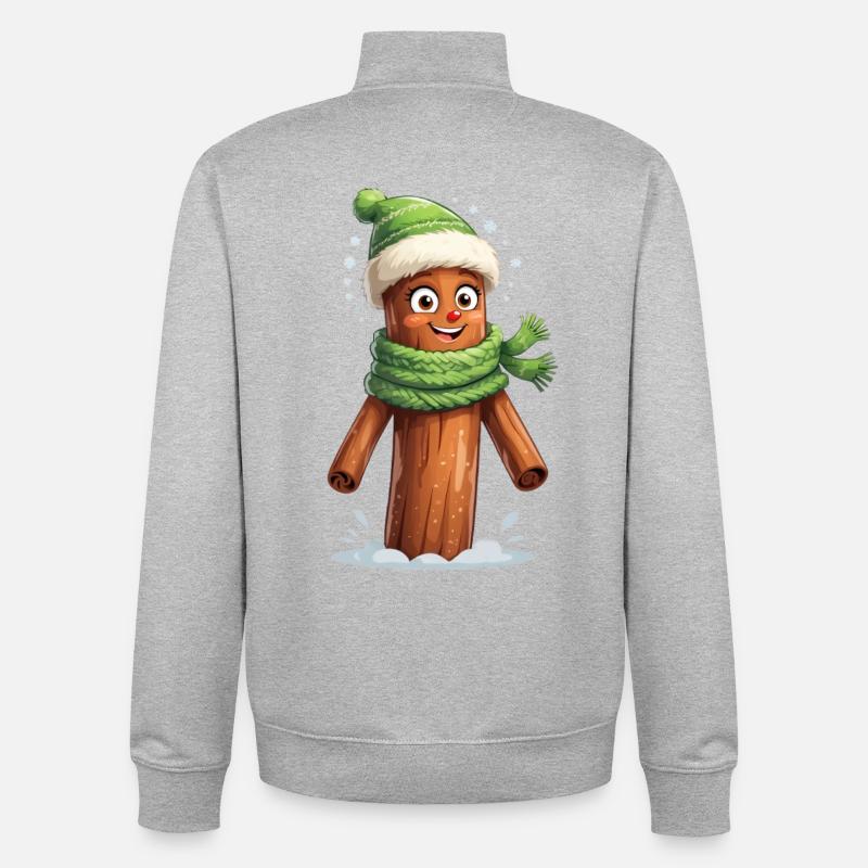 Souche d’arbre d’hiver avec écharpe - Sweat zippé unisexe en coton bio Stanley/Stella - gris chiné