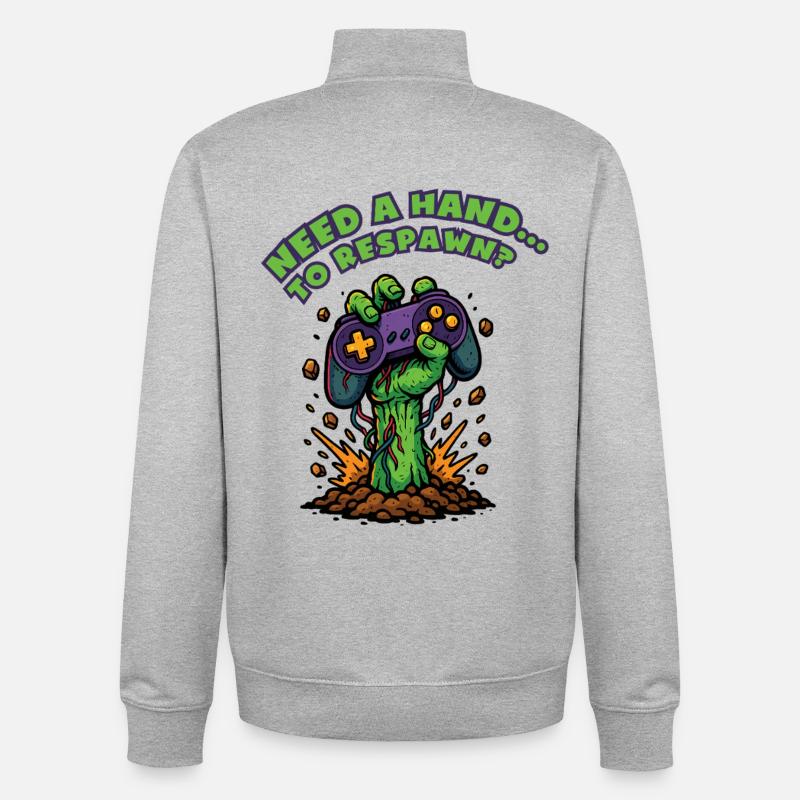 Zombie-Hand-Respawn-Controller - Unisex Organic Zip Sweatshirt von Stanley/Stella - Grau meliert