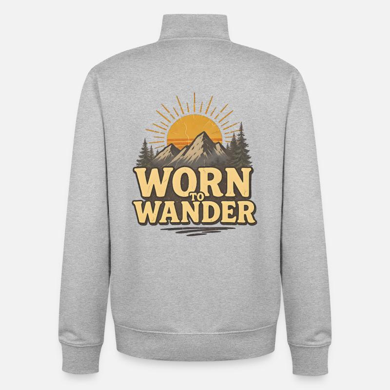 Retro Grunge – Worn to Wander - Unisex Organic Zip Sweatshirt by Stanley/Stella - heather grey