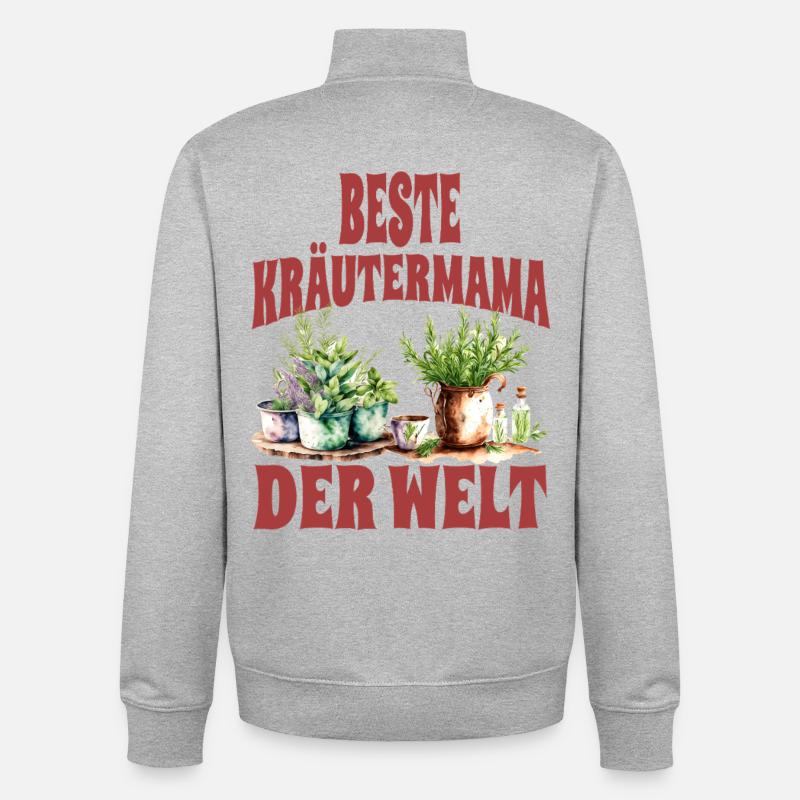 Beste Kräutermama der Welt - Unisex Organic Zip Sweatshirt von Stanley/Stella - Grau meliert
