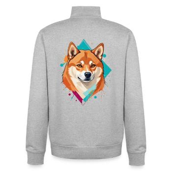 Shiba Inu Geometrische Farbflächen - Unisex Organic Zip Sweatshirt von Stanley/Stella - Grau meliert - Hinten - AI Model Male 185 light (185cm)