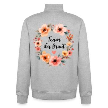 Équipe de la mariée – T-shirt JGA Couronne florale - Sweat zippé unisexe en coton bio Stanley/Stella - gris chiné - Dos - AI Model Male 185 light (185cm)