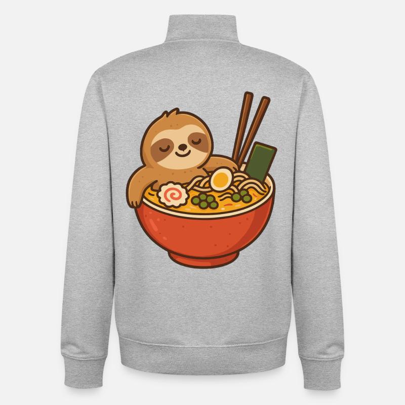 Sloth Ramen Snuggle Design - Sweat zippé unisexe en coton bio Stanley/Stella - gris chiné