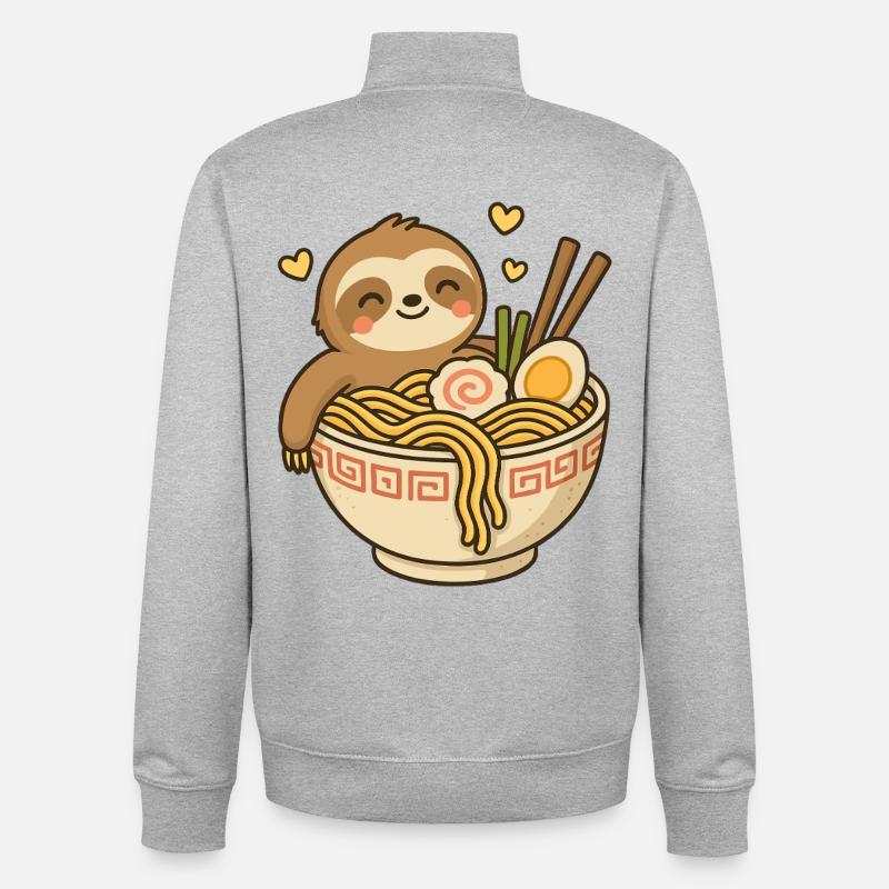 Faultier im RamenBecher - Unisex Organic Zip Sweatshirt von Stanley/Stella - Grau meliert