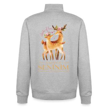 Sadece Senininim (türk)  - Ich gehöre nur Dir  - Unisex Organic Zip Sweatshirt von Stanley/Stella - Grau meliert - Hinten - AI Model Male 185 light (185cm)