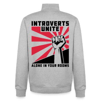 Red Sunbeam Burst - Unisex Organic Zip Sweatshirt by Stanley/Stella - heather grey - Back - AI Model Male 185 light (185cm)