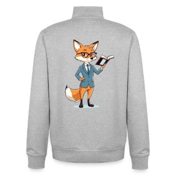 Fuchs-Professor mit Buch im Anzug - Unisex Organic Zip Sweatshirt von Stanley/Stella - Grau meliert - Hinten - AI Model Male 185 light (185cm)