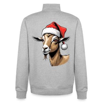 Weihnachtsziege im Santa Hut - Unisex Organic Zip Sweatshirt von Stanley/Stella - Grau meliert - Hinten - AI Model Male 185 light (185cm)