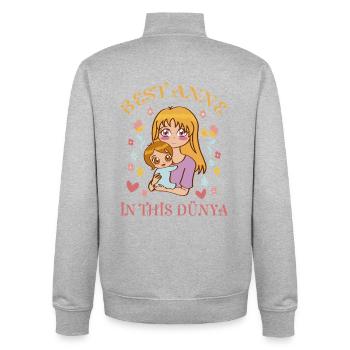 Mutter umarmt Tochter - Türk Muttertag Design - Unisex Organic Zip Sweatshirt von Stanley/Stella - Grau meliert - Hinten - AI Model Male 185 light (185cm)