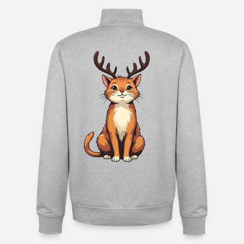 Renne Chat - Sweat zippé unisexe en coton bio Stanley/Stella - gris chiné