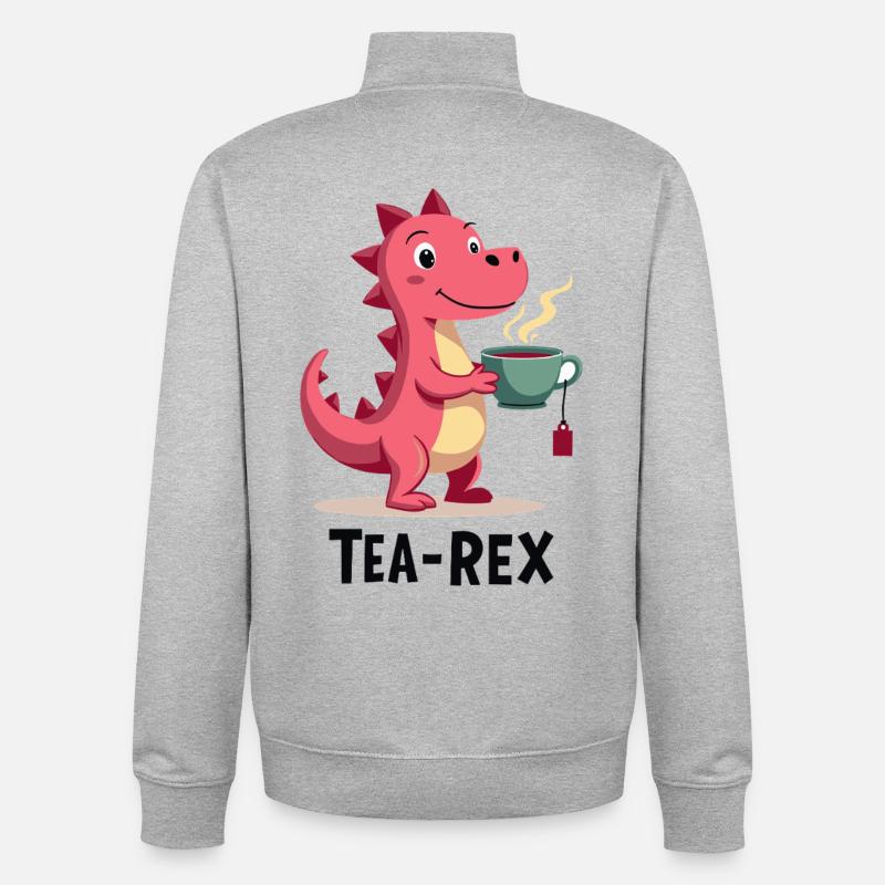 Tea-Rex Dino liebt Tee - Unisex Organic Zip Sweatshirt von Stanley/Stella - Grau meliert