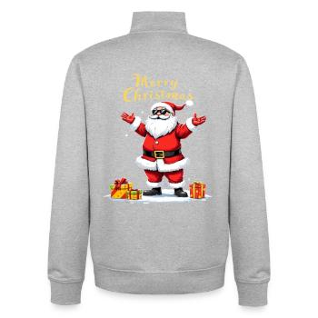 Merry Christmas Cooler Weihnachtsmann Geschenke - Unisex Organic Zip Sweatshirt von Stanley/Stella - Grau meliert - Hinten - AI Model Male 185 light (185cm)