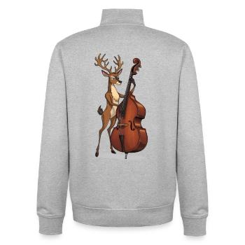 Deer on the double bass - Unisex Organic Zip Sweatshirt by Stanley/Stella - heather grey - Back - AI Model Male 185 light (185cm)