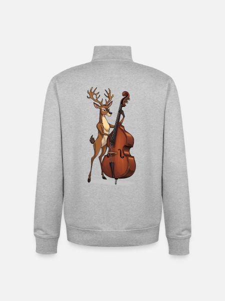 Reh am Kontrabass - Unisex Organic Zip Sweatshirt von Stanley/Stella - Grau meliert