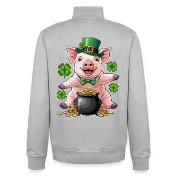 Glücksschwein Kleeblatt - Unisex Organic Zip Sweatshirt von Stanley/Stella - Grau meliert - Hinten - AI Model Male 185 light (185cm)