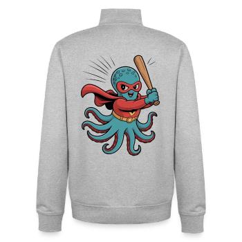 Baseball Oktopus Superheld - Unisex Organic Zip Sweatshirt von Stanley/Stella - Grau meliert - Hinten - AI Model Male 185 light (185cm)
