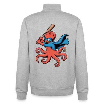 Baseball Oktopus Superheld - Unisex Organic Zip Sweatshirt von Stanley/Stella - Grau meliert - Hinten - AI Model Male 185 light (185cm)