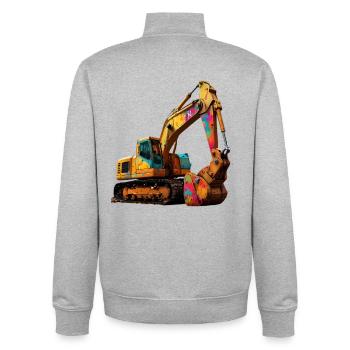 Color explosive excavator - Unisex Organic Zip Sweatshirt by Stanley/Stella - heather grey - Back - AI Model Male 185 light (185cm)