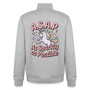 Unicorn ASAP Glossy - Unisex Organic Zip Sweatshirt by Stanley/Stella - heather grey - Back - AI Model Male 185 light (185cm)