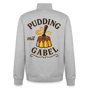 Pudding with fork - Unisex Organic Zip Sweatshirt by Stanley/Stella - heather grey - Back - AI Model Male 185 light (185cm)