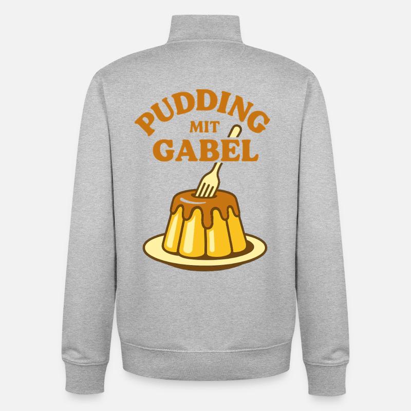 Pudding with fork - Unisex Organic Zip Sweatshirt by Stanley/Stella - heather grey
