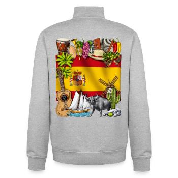 Espagne - Sweat zippé unisexe en coton bio Stanley/Stella - gris chiné - Dos - AI Model Male 185 light (185cm)