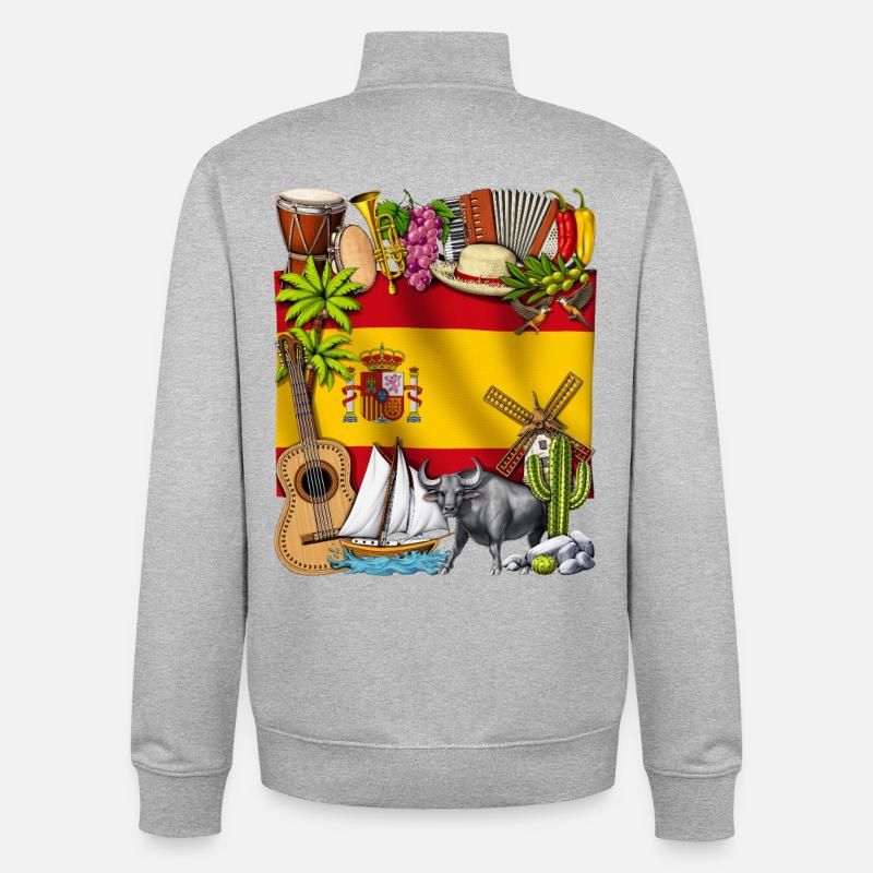 Espagne - Sweat zippé unisexe en coton bio Stanley/Stella - gris chiné
