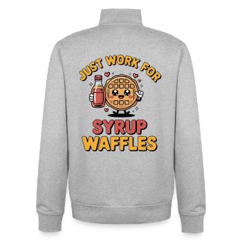 Belgische Waffeln Geschenkidee Design - Unisex Organic Zip Sweatshirt von Stanley/Stella - Grau meliert - Hinten - AI Model Male 185 light (185cm)