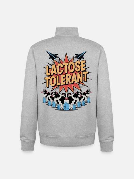 lactose tolerant - Unisex Organic Zip Sweatshirt by Stanley/Stella - heather grey