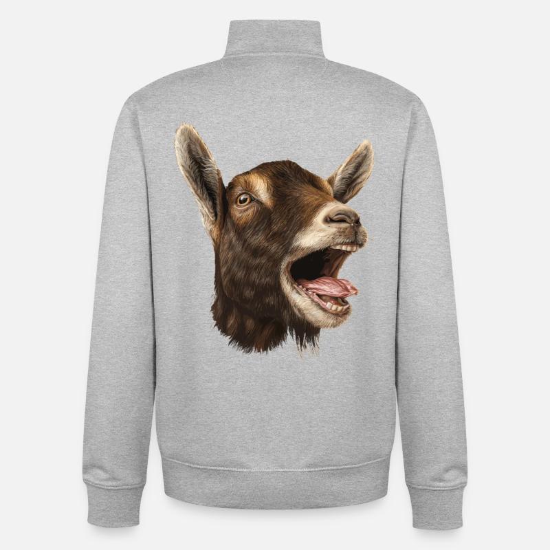 Chèvre Élevage Chèvre Agriculteur Chèvre Brune - Sweat zippé unisexe en coton bio Stanley/Stella - gris chiné