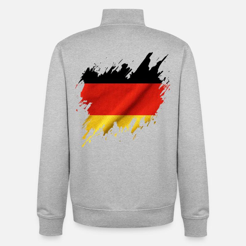 Drapeau allemand, style déchiré - Sweat zippé unisexe en coton bio Stanley/Stella - gris chiné