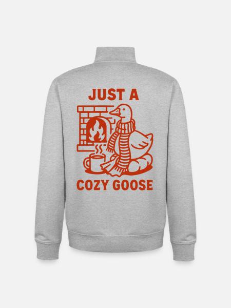 Christmas Goose Cozy Holiday Design - Unisex Organic Zip Sweatshirt by Stanley/Stella - heather grey