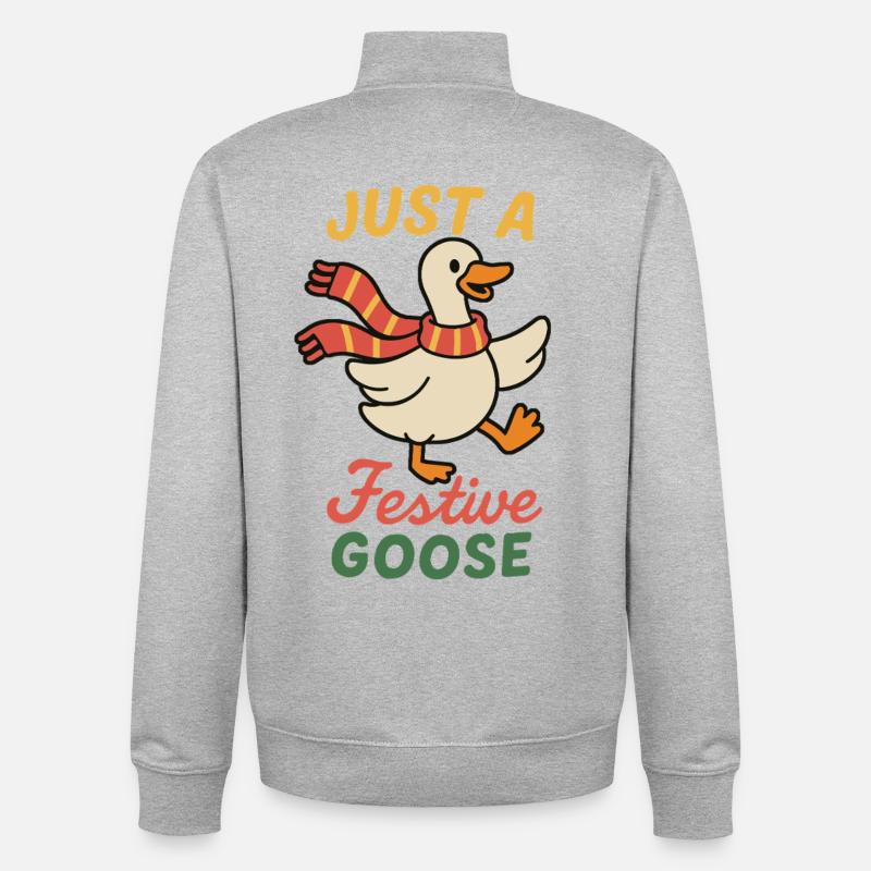 Weihnachtsgans Nur eine festliche Gans - Unisex Organic Zip Sweatshirt von Stanley/Stella - Grau meliert