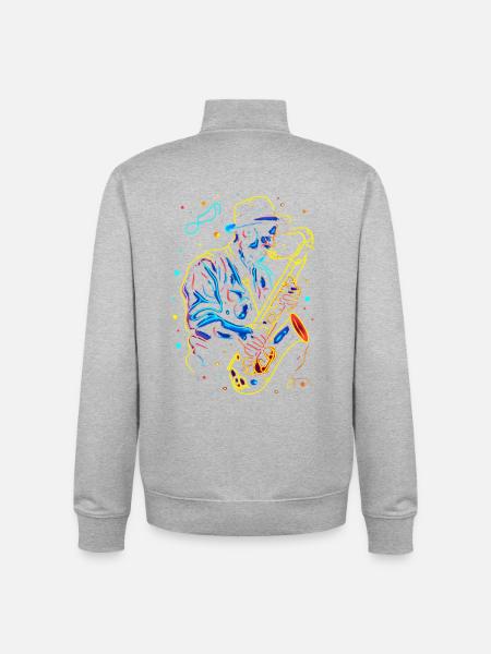Saxophonist Großvater - Unisex Organic Zip Sweatshirt von Stanley/Stella - Grau meliert
