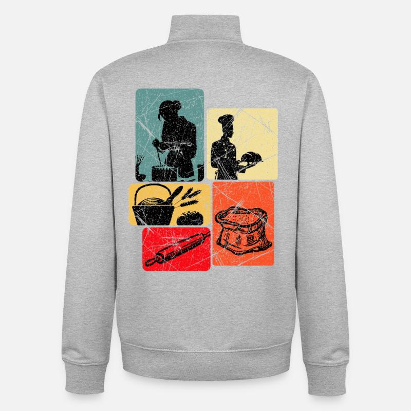Baker Bakery Funny Saying Bread Gift - Unisex Organic Zip Sweatshirt by Stanley/Stella - heather grey