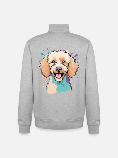 Bunter Pudel Portrait - Unisex Organic Zip Sweatshirt von Stanley/Stella - Grau meliert