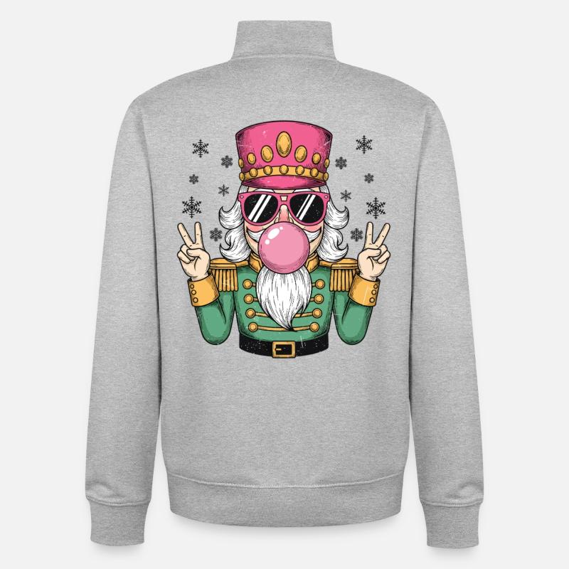 Nutcracker blows chewing gum - Unisex Organic Zip Sweatshirt by Stanley/Stella - heather grey
