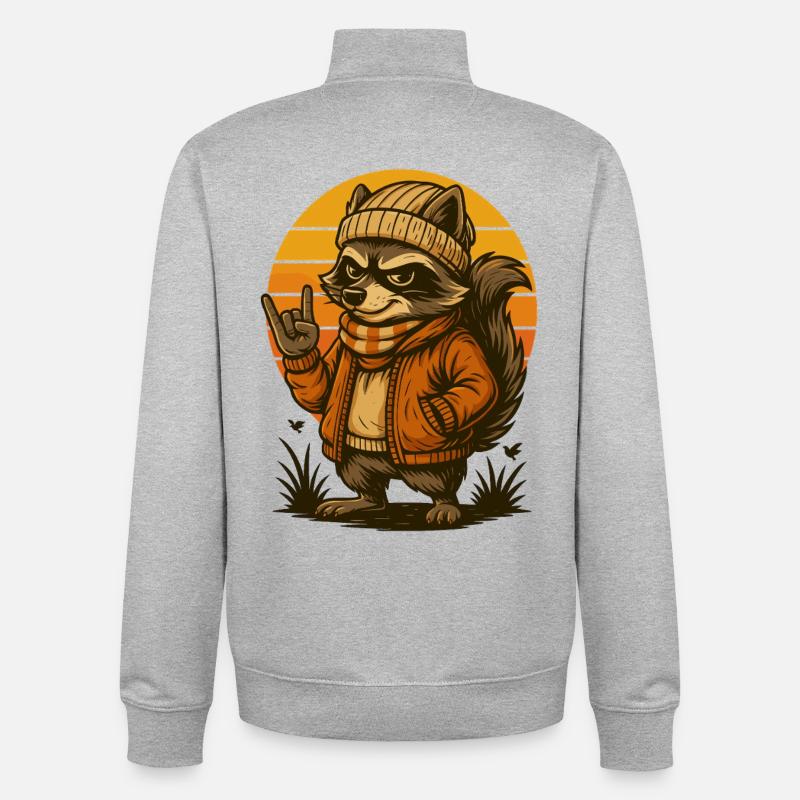 Style rétro raton laveur cool - Sweat zippé unisexe en coton bio Stanley/Stella - gris chiné