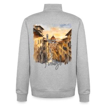 Aquarelle de Florence, Florence Italie - Sweat zippé unisexe en coton bio Stanley/Stella - gris chiné - Dos - AI Model Male 185 light (185cm)