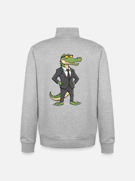 Alligator im Anzug mit Sonnenbrille - Unisex Organic Zip Sweatshirt von Stanley/Stella - Grau meliert